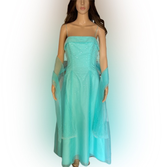 Mori Lee Designer  Women's Strapless Embellished Formal Dress Sea Green Size 7/8 - Picture 6 of 16